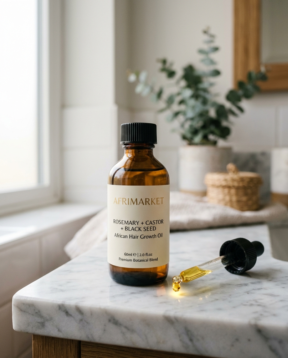 African Hair Growth Oil — Rosemary + Castor + Black Seed (60ml)